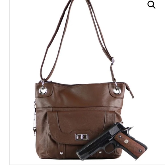 Roma Handbags - Roma Concealed Carry Purse Brown Leather